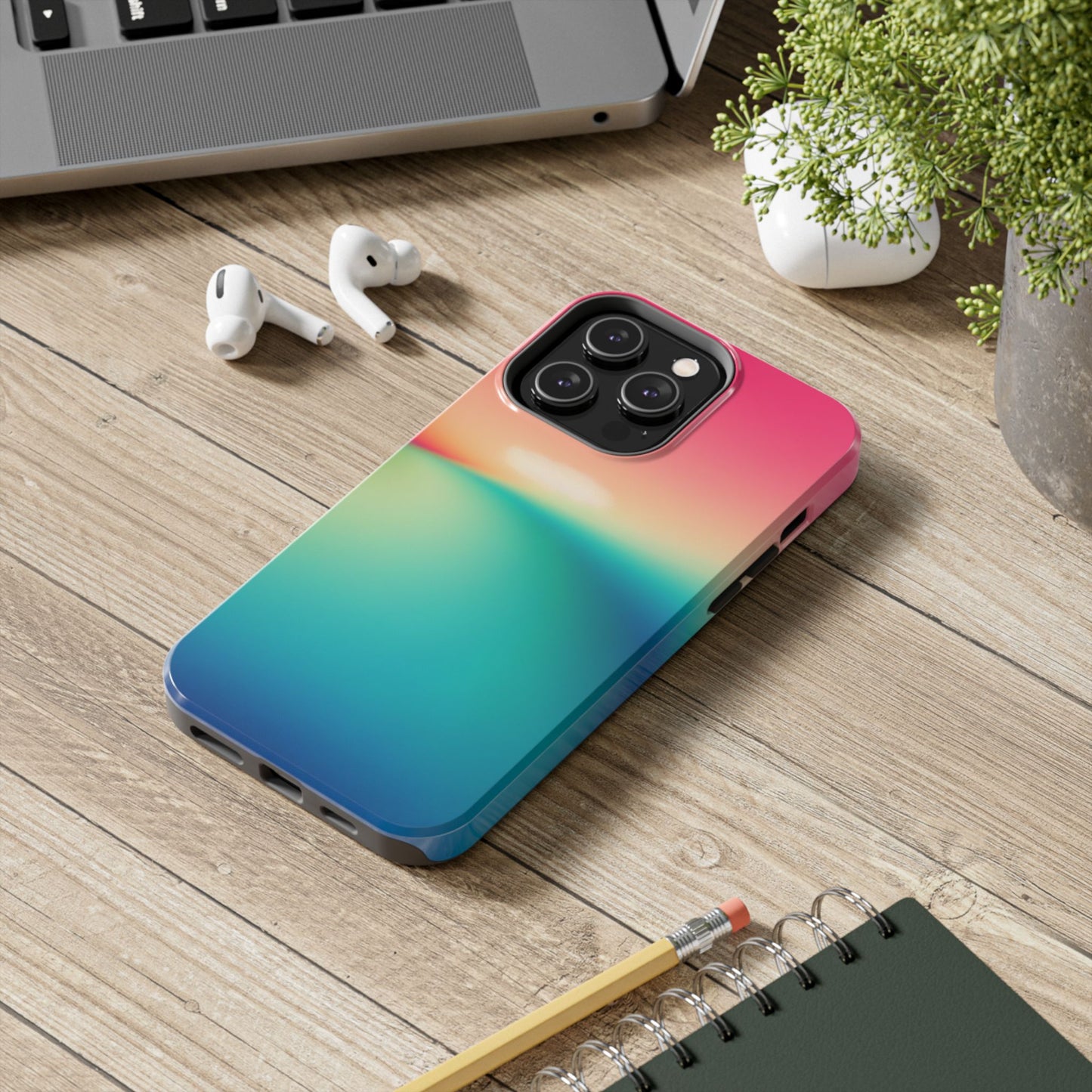 Pink,Green,Blue Gradient Tough Phone Cases Durable Cover, Gift for Nature Lovers, Eco-Friendly Phone Protection, Spring Accessories