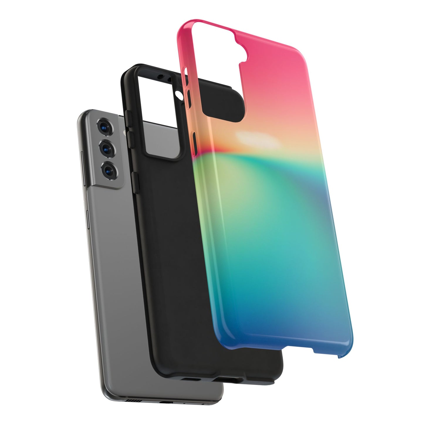Pink,Green,Blue Gradient Tough Phone Cases Durable Cover, Gift for Nature Lovers, Eco-Friendly Phone Protection, Spring Accessories