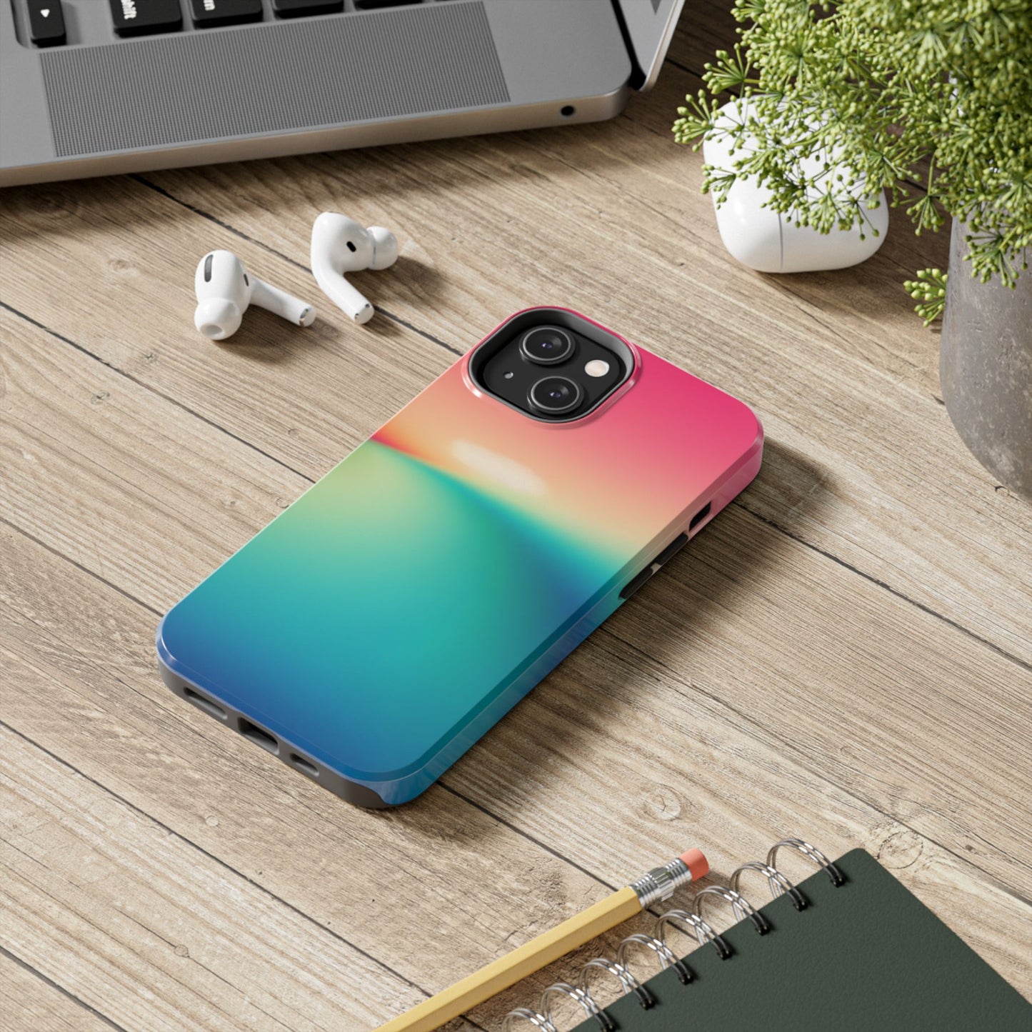 Pink,Green,Blue Gradient Tough Phone Cases Durable Cover, Gift for Nature Lovers, Eco-Friendly Phone Protection, Spring Accessories