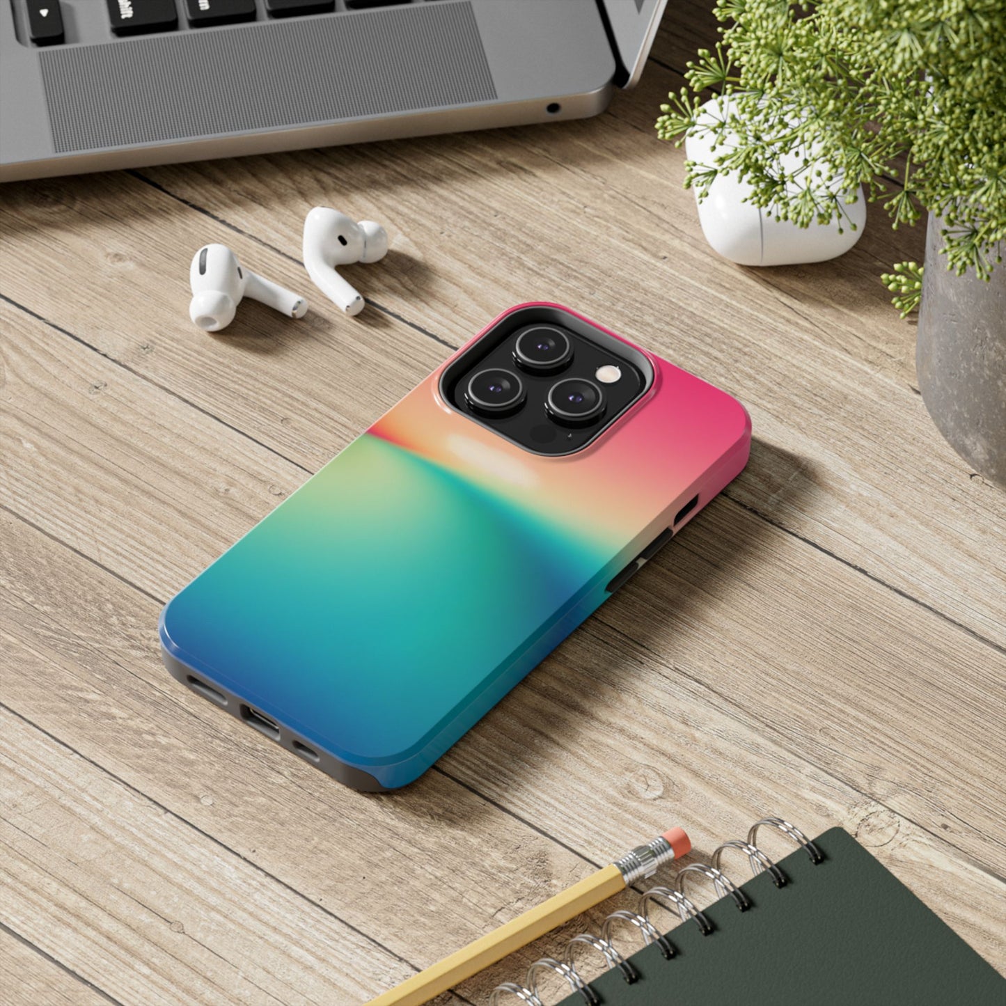 Pink,Green,Blue Gradient Tough Phone Cases Durable Cover, Gift for Nature Lovers, Eco-Friendly Phone Protection, Spring Accessories