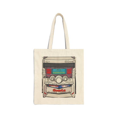 Retro Boombox Canvas Tote Bag | Vintage Music Speaker Graphic