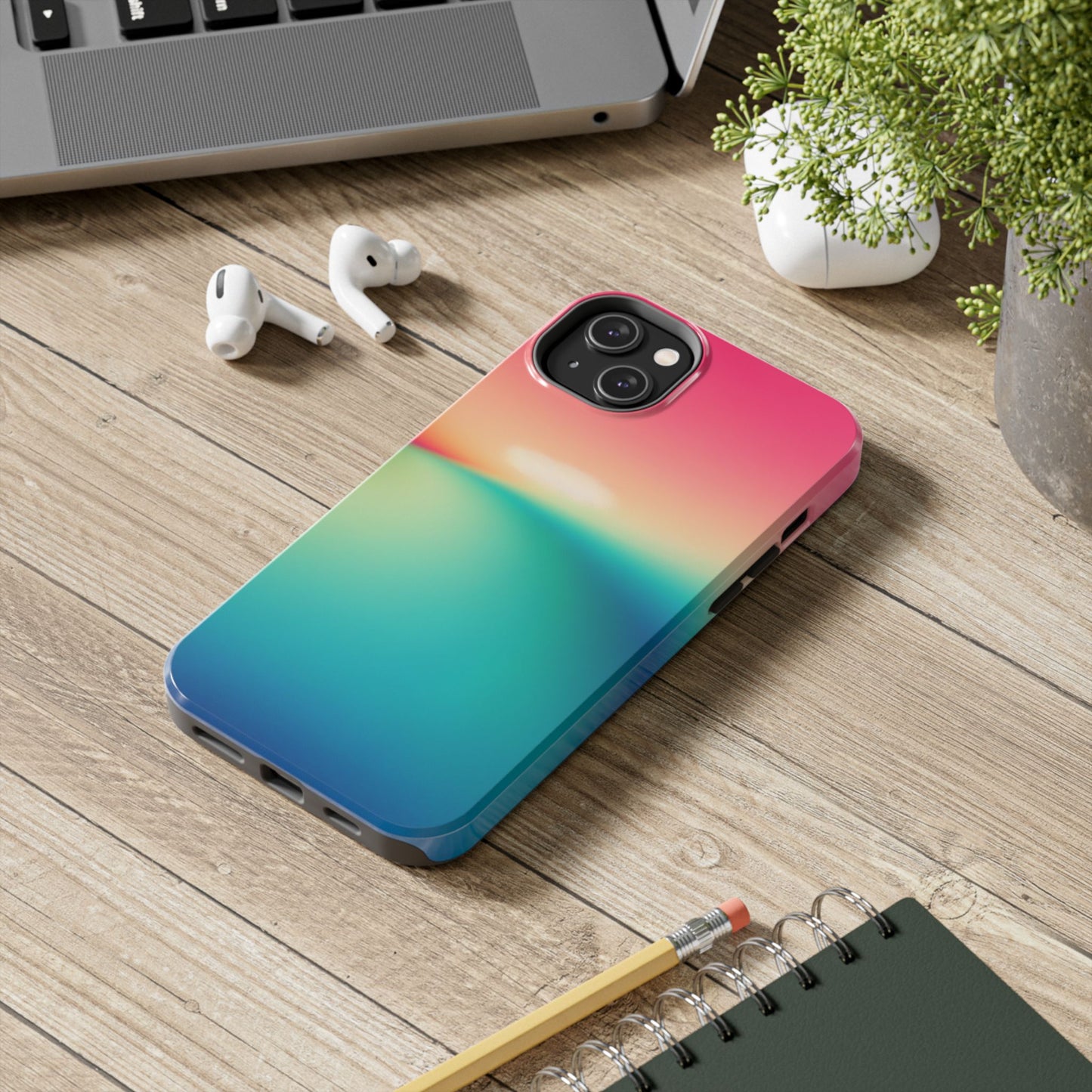 Pink,Green,Blue Gradient Tough Phone Cases  Durable Cover, Gift for Nature Lovers, Eco-Friendly Phone Protection, Spring Accessories