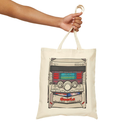 Retro Boombox Canvas Tote Bag | Vintage Music Speaker Graphic